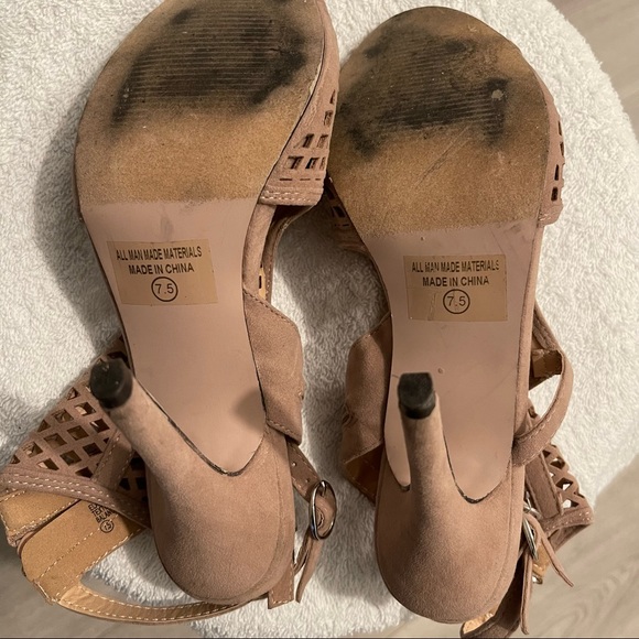 Chase + Chloe strap sling back zip stiletto heels tan 7.5 - Picture 9 of 12